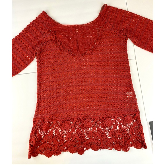Umgee USA Crochet Style Tunic Top Coverup | 3/4 Length Sleeve - Picture 1 of 9